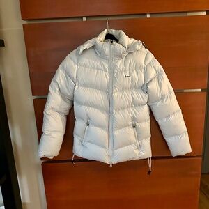 Women's Ice Blue NIKE Hooded Puffer Jacket